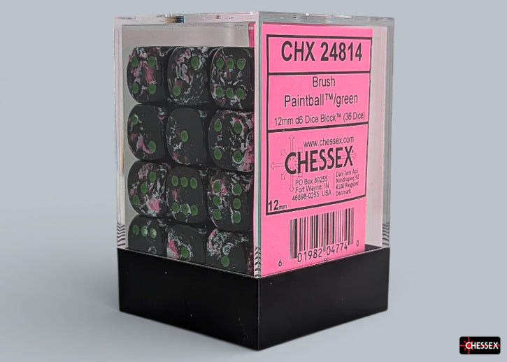 Brush Paintball/green 12mm d6 Dice Block (36 dice)