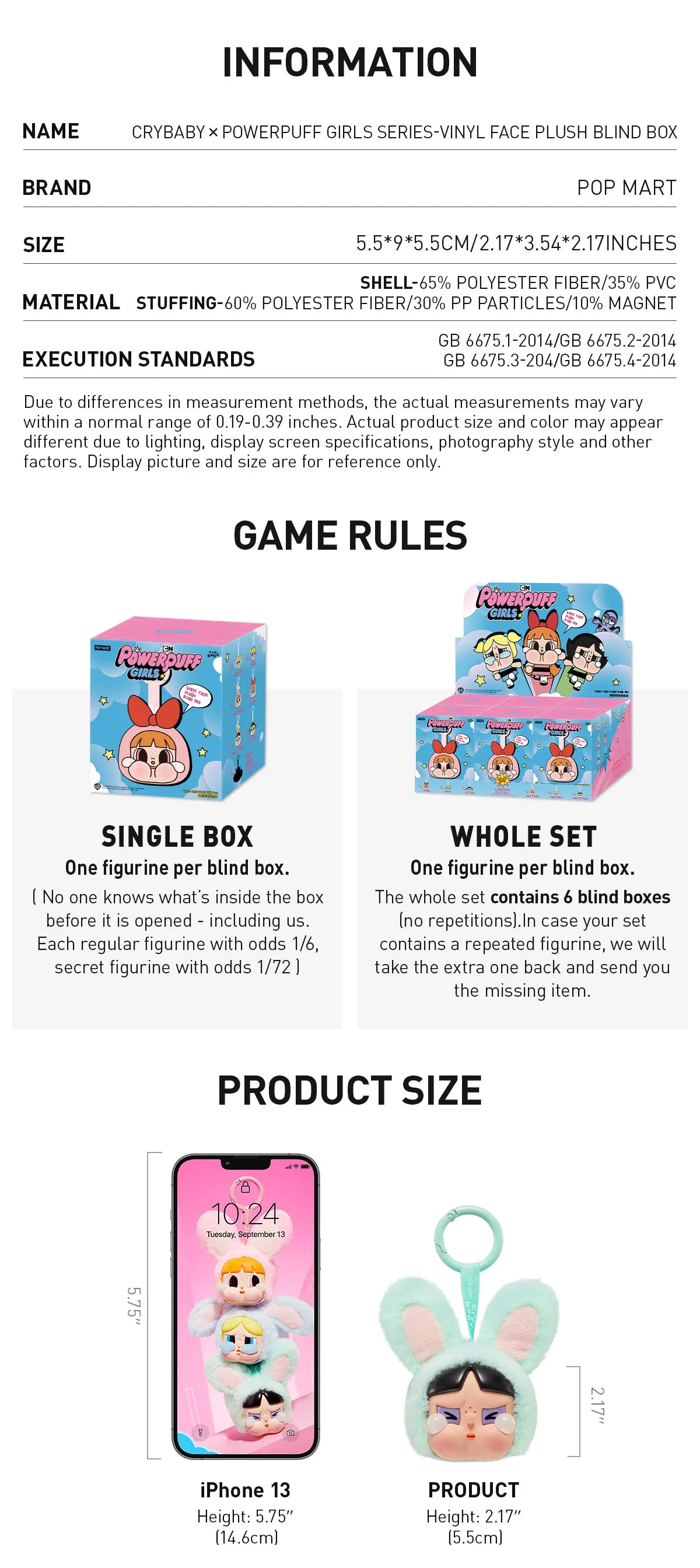 CRYBABY × Powerpuff Girls Series Vinyl Face Plush Blind Box