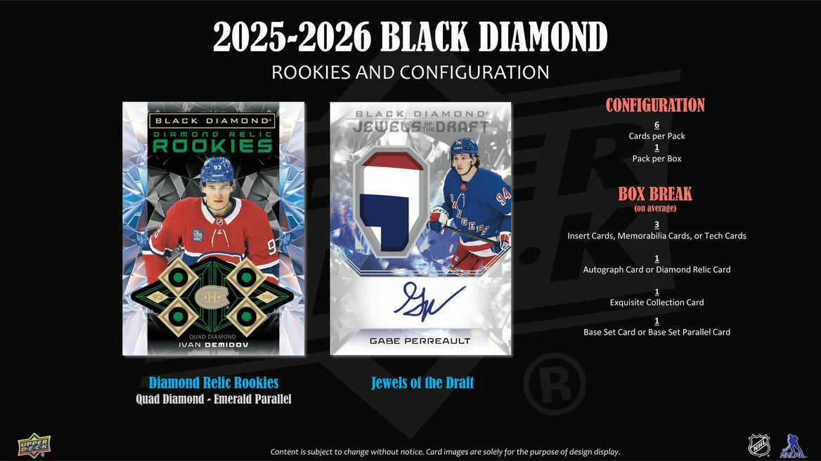 2025-26 Upper Deck Black Diamond Hockey Hobby Box