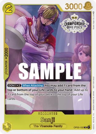 Sanji (Store Championship Participation Pack Vol. 2) (OP03-102) - One Piece Promotion Cards