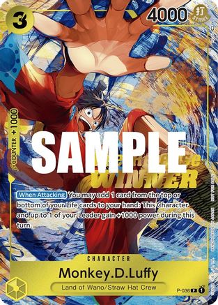 Monkey.D.Luffy (Pre-Release Tournament) (Winner) (P-036) - One Piece Promotion Cards