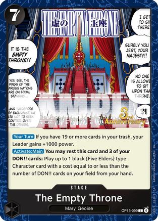 The Empty Throne (OP13-099) - Carrying On His Will: 3rd Anniversary Tournament Cards