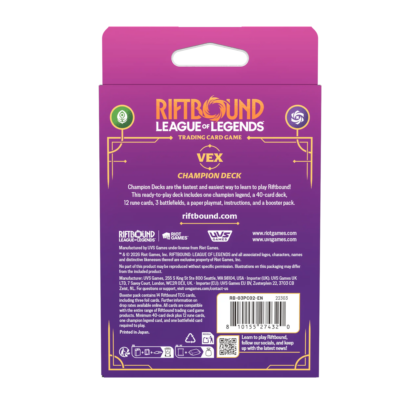Riftbound Unleashed Champion Deck: Vex