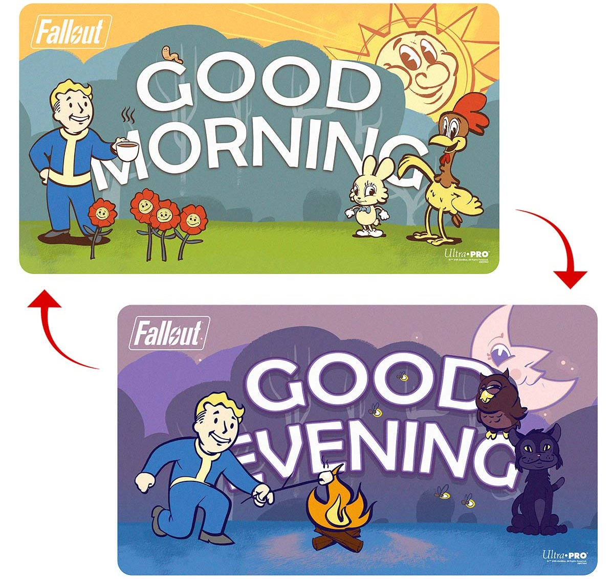 Fallout Vault Boy Good Morning/Good Evening Double-Sided Playmat