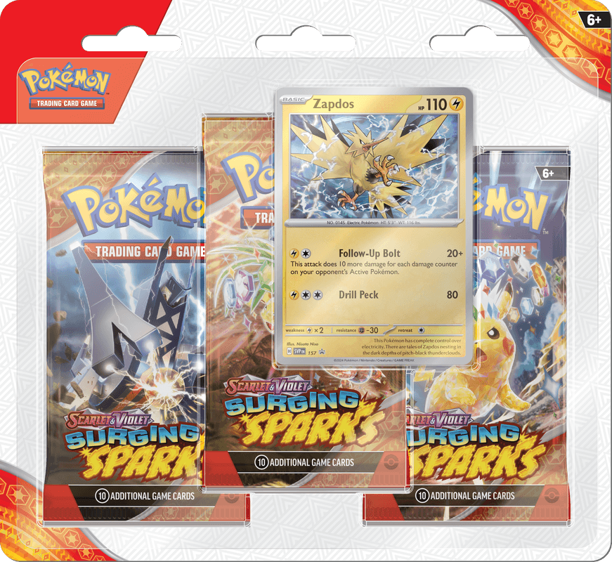 Scarlet & Violet: Surging Sparks - 3-Pack Blister (Zapdos)