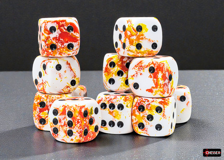 Brush Sunrise/black 16mm d6 Dice Block (12 dice)