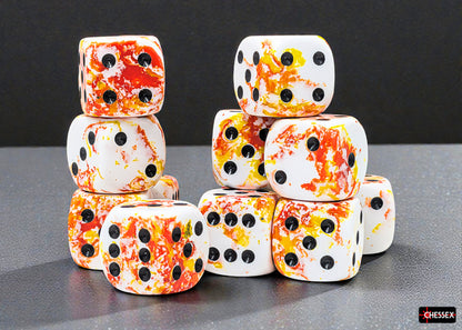 Brush Sunrise/black 16mm d6 Dice Block (12 dice)