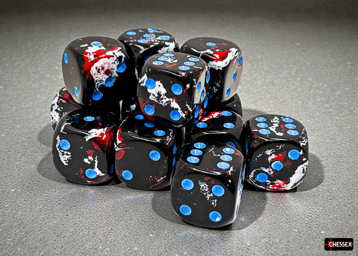 Brush Dark Side/blue 16mm d6 Dice Block (12 dice)