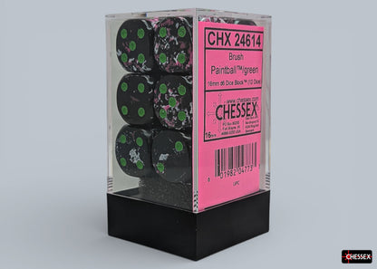 Brush Paintball/green 16mm d6 Dice Block (12 dice)