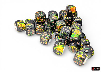 Brush Deep Forest/gold 12mm d6 Dice Block (36 dice)