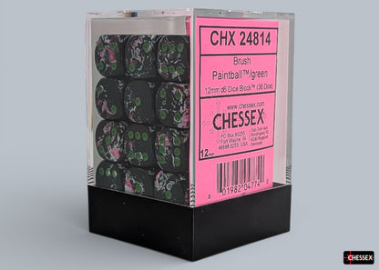 Brush Paintball/green 12mm d6 Dice Block (36 dice)