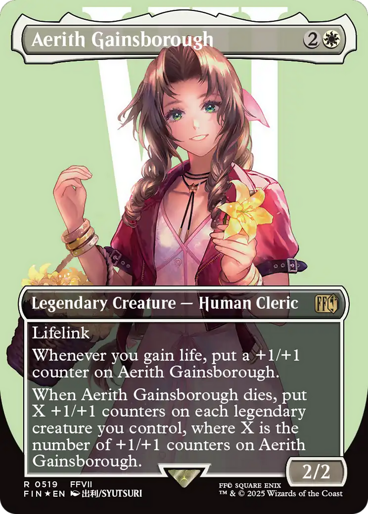 Aerith Gainsborough (Borderless) (Surge Foil) (FIN-519) - [FINAL FANTASY] (Borderless) Foil