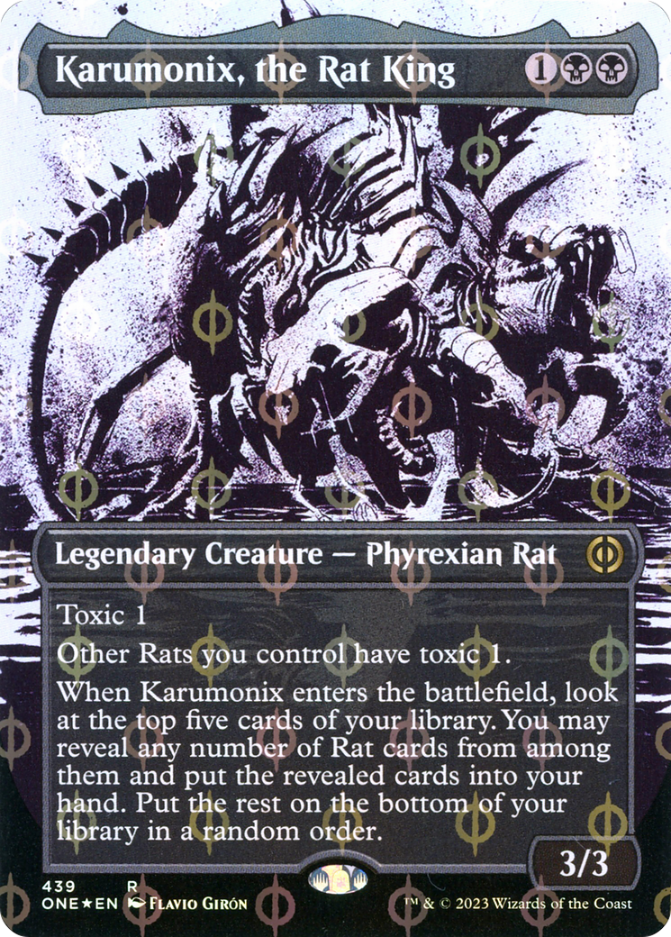 Karumonix, the Rat King (ONE-439) - [Phyrexia: All Will Be One]: (Showcase) (Borderless) Foil