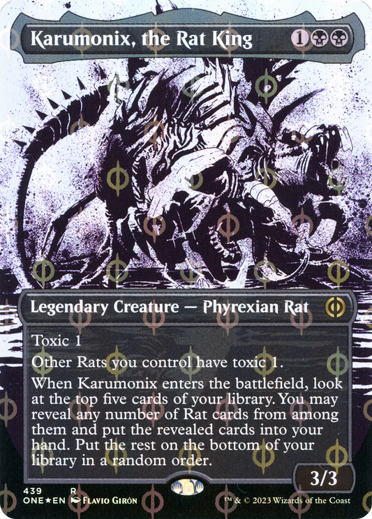 Karumonix, the Rat King (ONE-439) - [Phyrexia: All Will Be One]: (Showcase) (Borderless) Foil