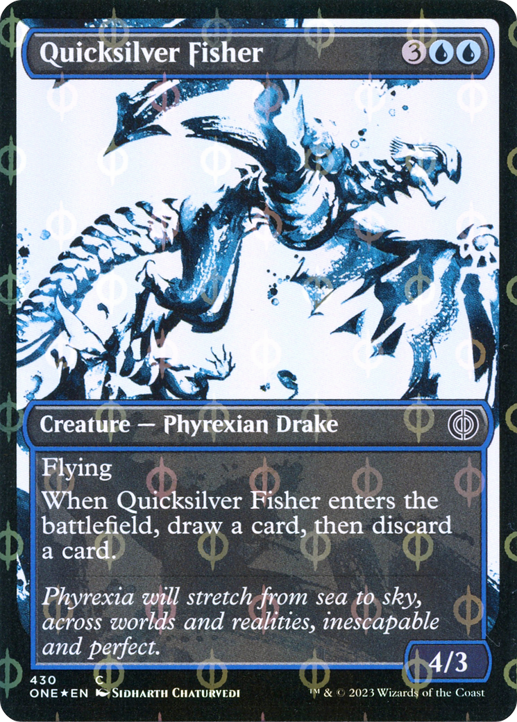 Quicksilver Fisher (ONE-430) - [Phyrexia: All Will Be One]: (Showcase) Foil