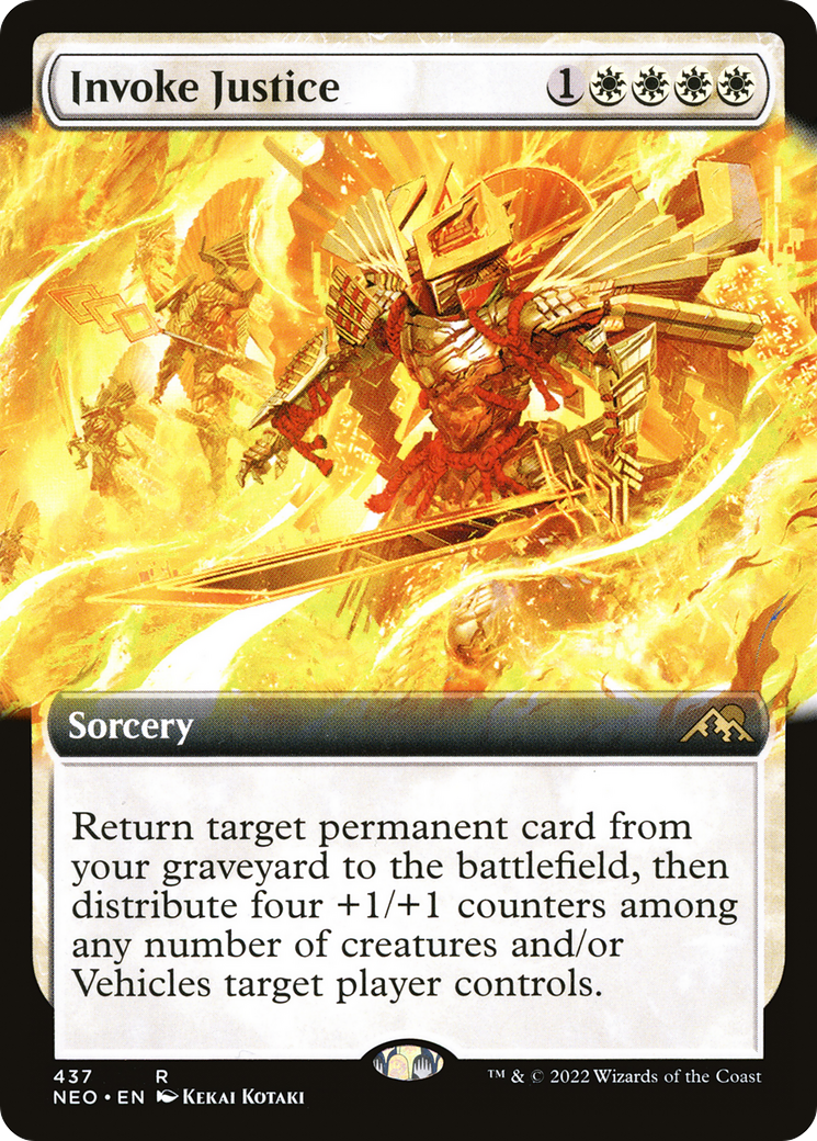 Invoke Justice (NEO-437) - [Kamigawa: Neon Dynasty]: (Extended Art) Foil