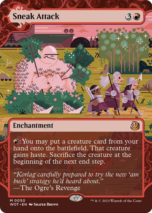 Sneak Attack (WOT-050) - [Wilds of Eldraine: Enchanting Tales]: (Showcase) (Borderless)