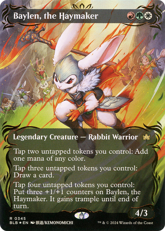 Baylen, the Haymaker (BLB-345) - [Bloomburrow]: (Showcase) (Borderless) Foil