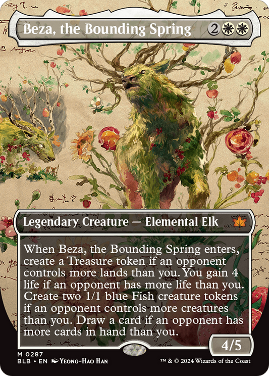 Beza, the Bounding Spring (BLB-287) - [Bloomburrow]: (Showcase) (Borderless) Foil