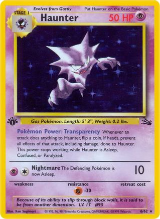 Haunter (6) 6/62 - [Fossil] 1st Edition Holofoil