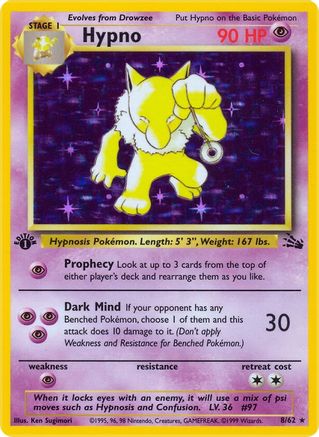 Hypno (8) 8/62 - [Fossil] Unlimited Holofoil