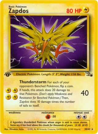 Zapdos (30) 30/62 - [Fossil] 1st Edition