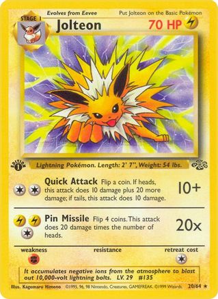 Jolteon (20) 20/64 - [Jungle] 1st Edition