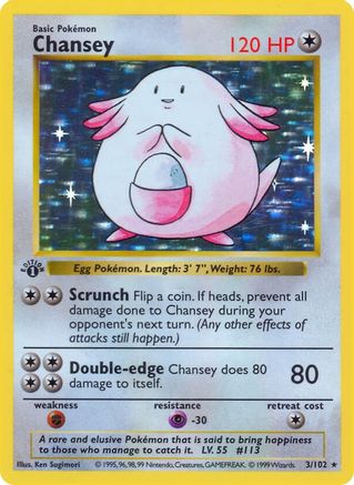 Chansey 3 - [Base Set Shadowless] Unlimited Holofoil