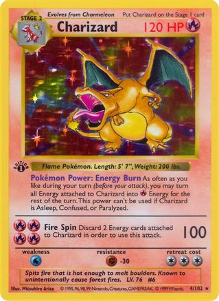 Charizard 4 - [Base Set Shadowless] 1st Edition Holofoil