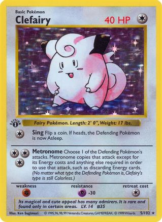 Clefairy 5 - [Base Set Shadowless] Unlimited Holofoil