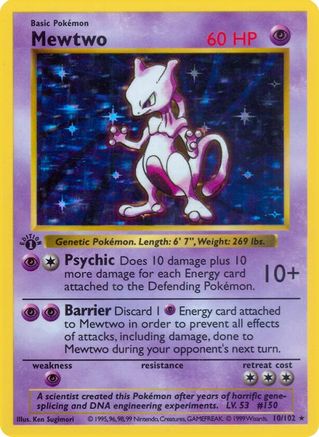 Mewtwo 10 - [Base Set Shadowless] Unlimited Holofoil