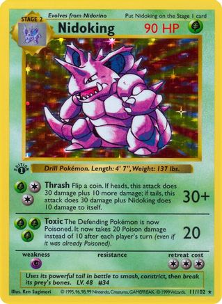Nidoking 11 - [Base Set Shadowless] Unlimited Holofoil