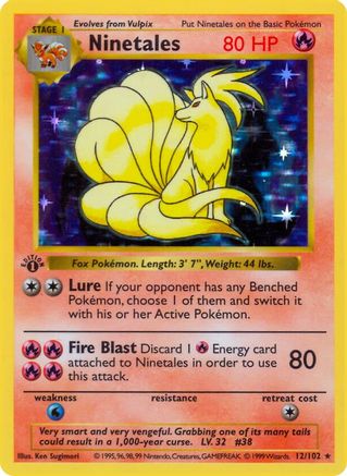 Ninetales 12 - [Base Set Shadowless] Unlimited Holofoil