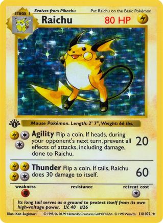 Raichu 14 - [Base Set Shadowless] Unlimited Holofoil