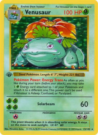 Venusaur 15 - [Base Set Shadowless] Unlimited Holofoil