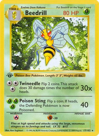 Beedrill 17 - [Base Set Shadowless] 1st Edition