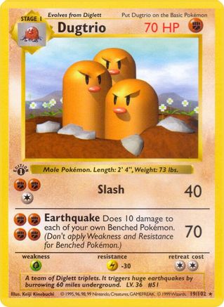 Dugtrio 19 - [Base Set Shadowless] 1st Edition