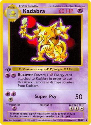 Kadabra 32 - [Base Set Shadowless] 1st Edition