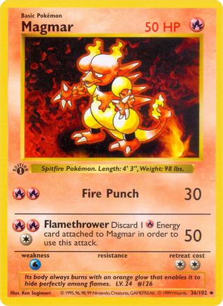 Magmar 36 - [Base Set Shadowless] 1st Edition
