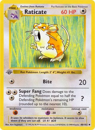 Raticate 40 - [Base Set Shadowless] 1st Edition