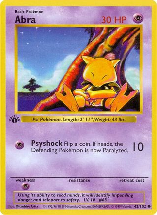 Abra 43 - [Base Set Shadowless] 1st Edition