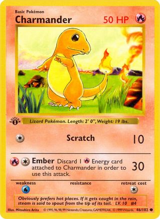 Charmander 46 - [Base Set Shadowless] 1st Edition