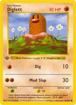 Diglett 47 - [Base Set Shadowless] 1st Edition