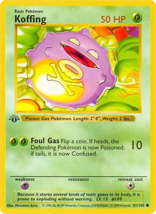 Koffing 51 - [Base Set Shadowless] 1st Edition
