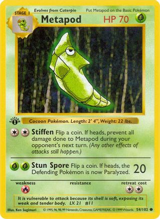 Metapod 54 - [Base Set Shadowless] 1st Edition