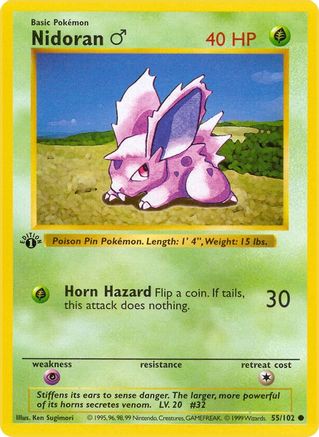 Nidoran M 55 - [Base Set Shadowless] 1st Edition