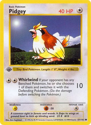 Pidgey 57 - [Base Set Shadowless] 1st Edition