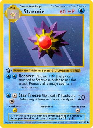 Starmie 64 - [Base Set Shadowless] 1st Edition