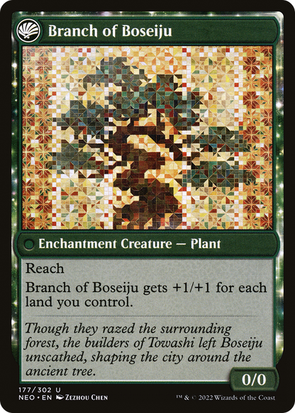 Boseiju Reaches Skyward // Branch of Boseiju (NEO-177) - [Kamigawa: Neon Dynasty]: (fandfc, enchantment)