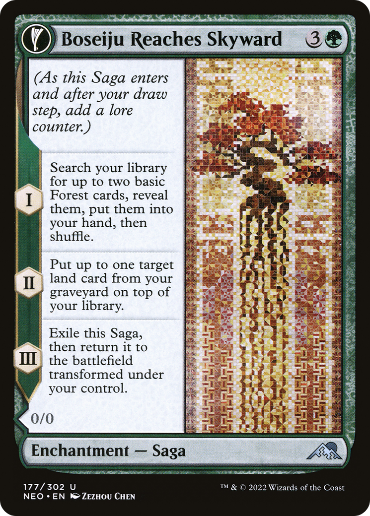 Boseiju Reaches Skyward // Branch of Boseiju (NEO-177) - [Kamigawa: Neon Dynasty]: (fandfc, enchantment) Foil